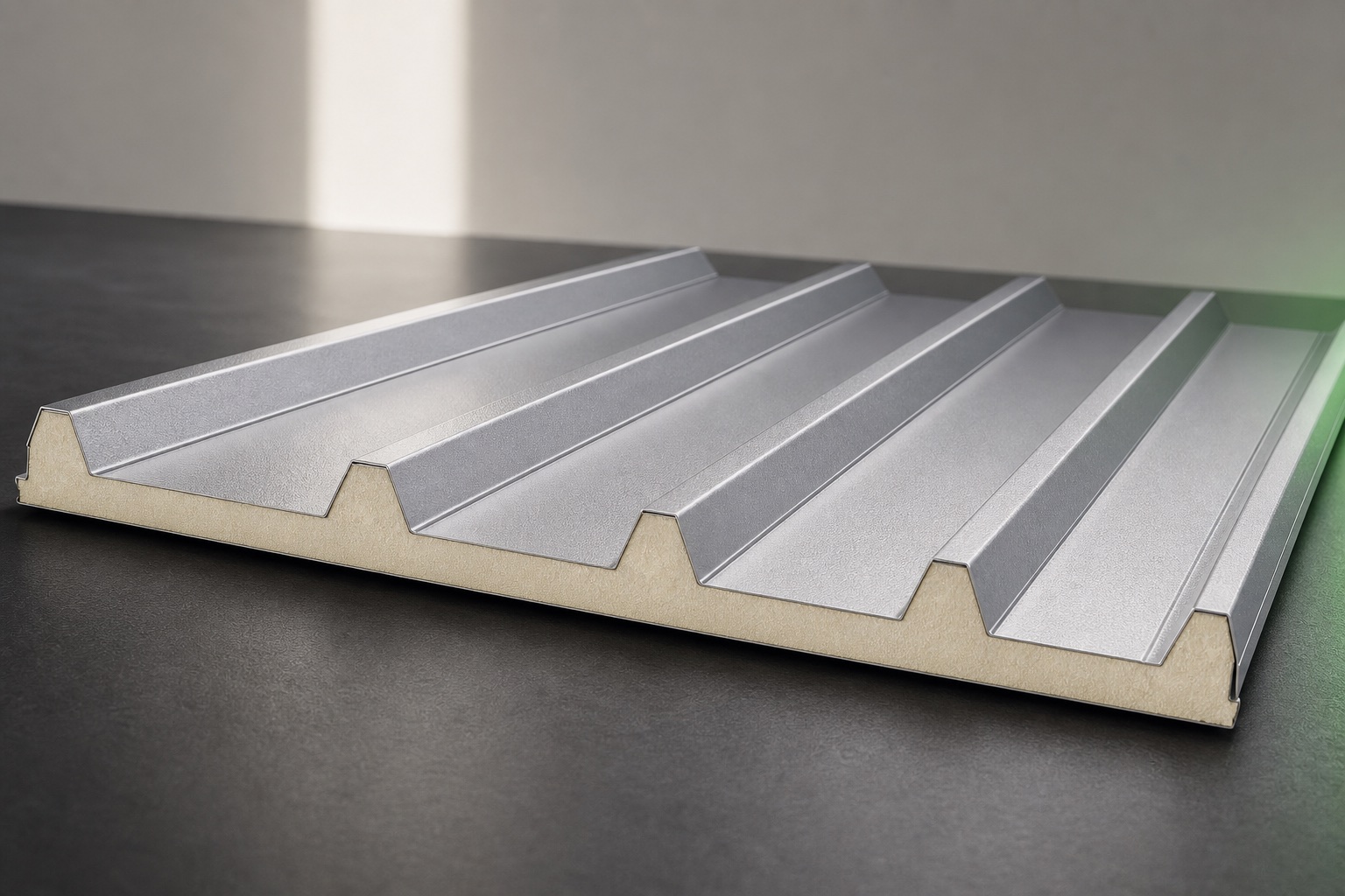 Technische Produktaufnahme eines ISOENERGY-5G-Dachpaneels mit sauberer Außenfläche